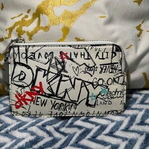 DKNY Graphic Wallet with Red and Black Accents